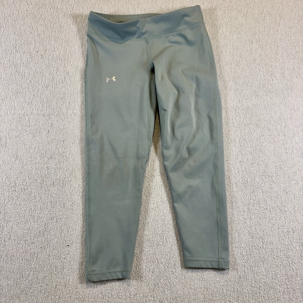 Under Armour Girls‎ Medium Heatgear High Rise No Slip Waist Leggings Teal